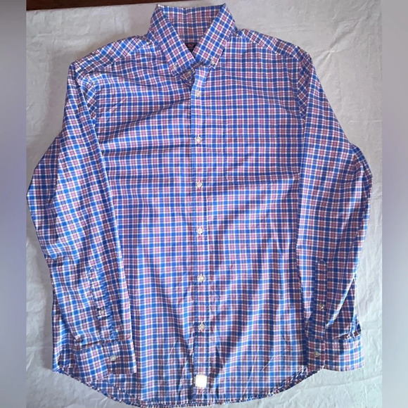 Vineyard Vines Men's Large Murray Blue Red Plaid Long Sleeve Button-Down Shirt - Picture 5 of 6